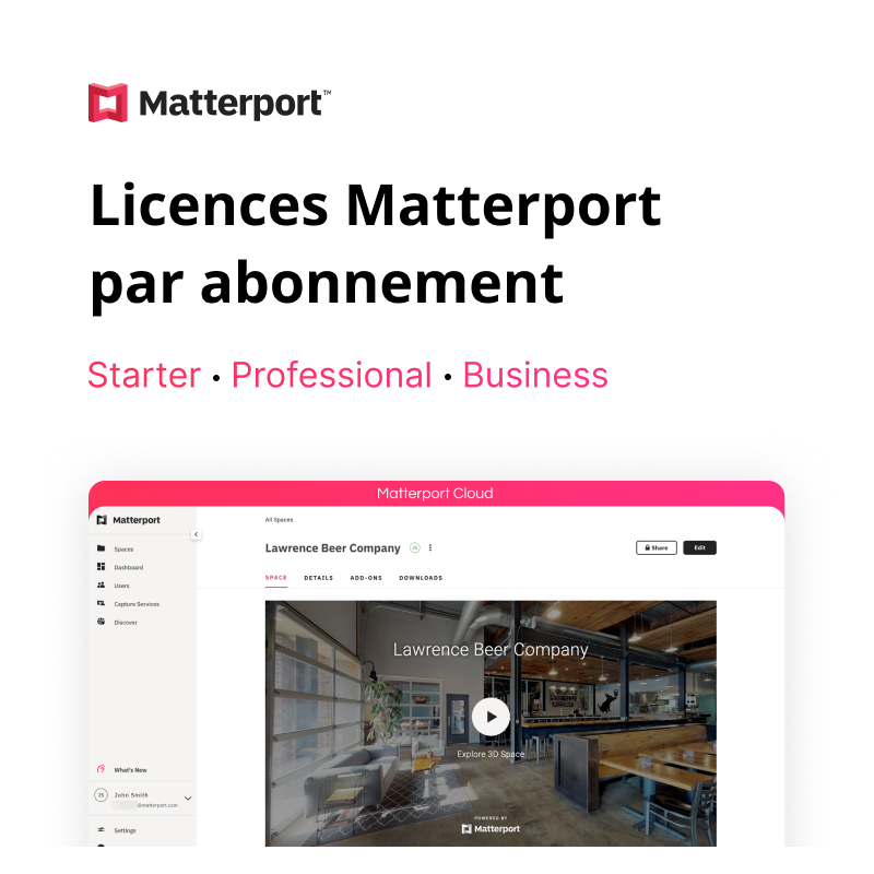 Licence Logiciel Cloud Matterport par abonnement - SAAS